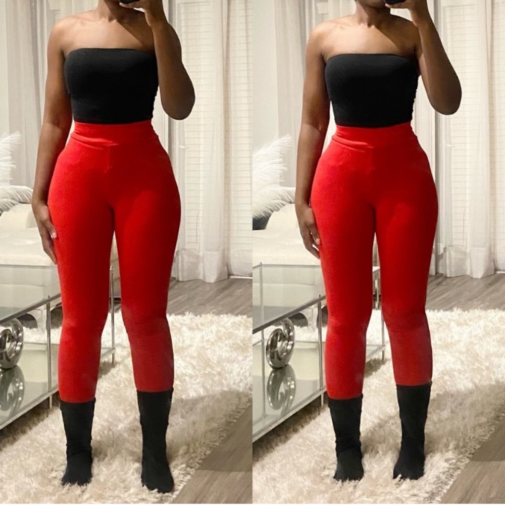 LAST CHANCE | Red Deep Waistband Leggings